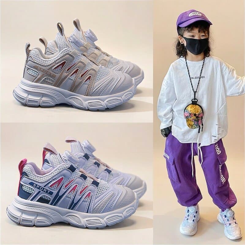 Sapatos infantis 2026 primavera novo estilo meninas sapatos esportivos leves médio grande crianças casuais correndo malh