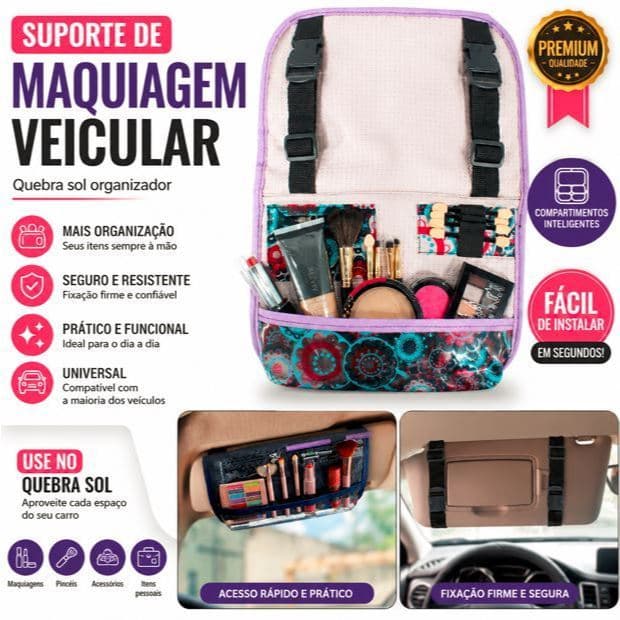 Suporte De Maquiagem Quebra Sol Veicular Necessaire para carro