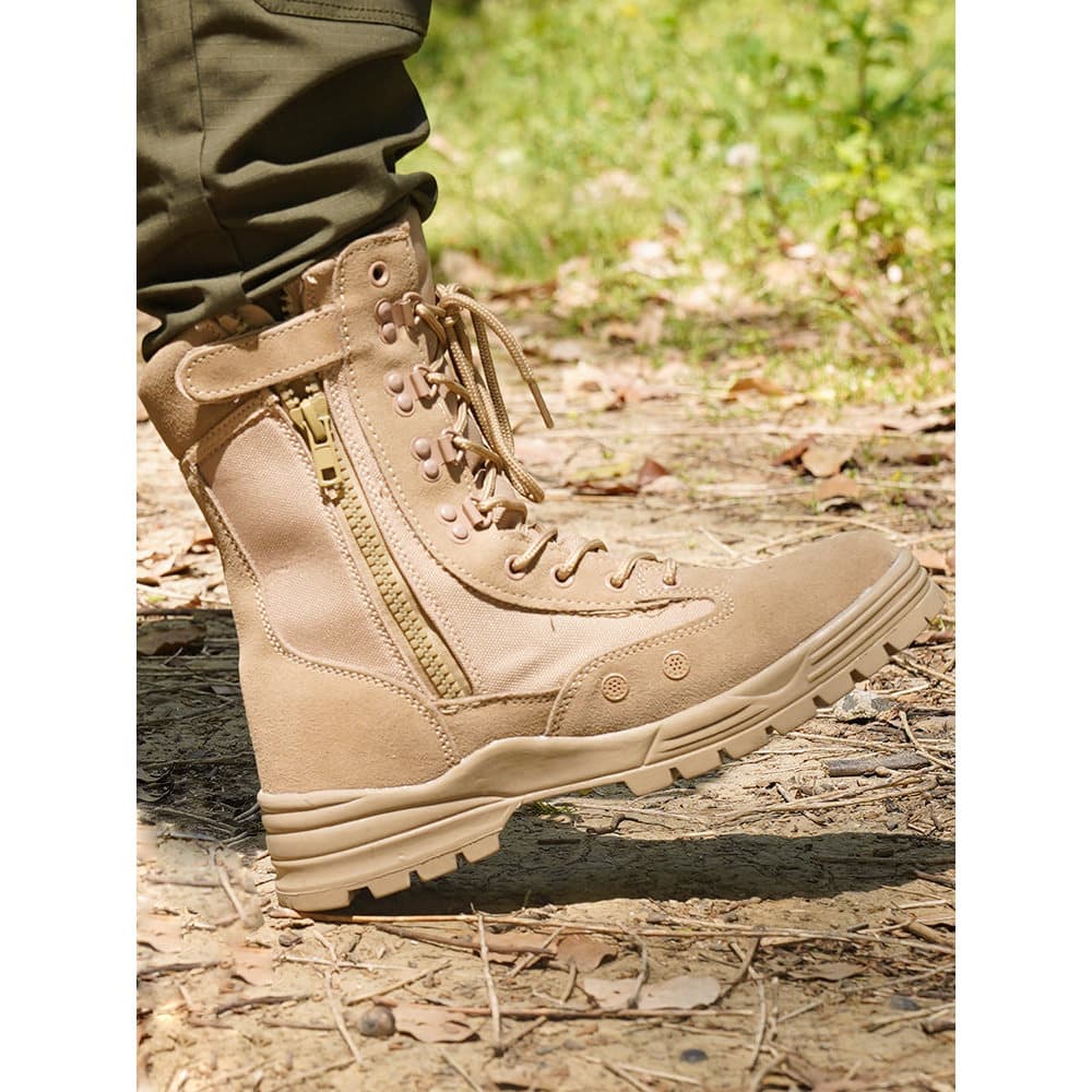 Verão respirável casual de alta qualidade botas gerais homens botas de combate com zíper tático casual resistente ao des