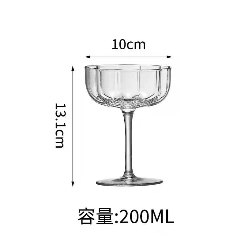 Flor vermelha Cocktail vidro sorvete vidro sobremesa sorvete iogurte Mousse pudim taça de vidro
