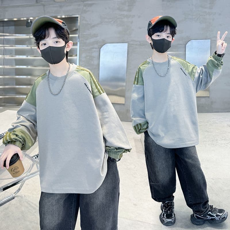 Moletom para meninos primavera outono estilo 2025 novo estilo infantil outono Tops médio grande roupas infantis meninos