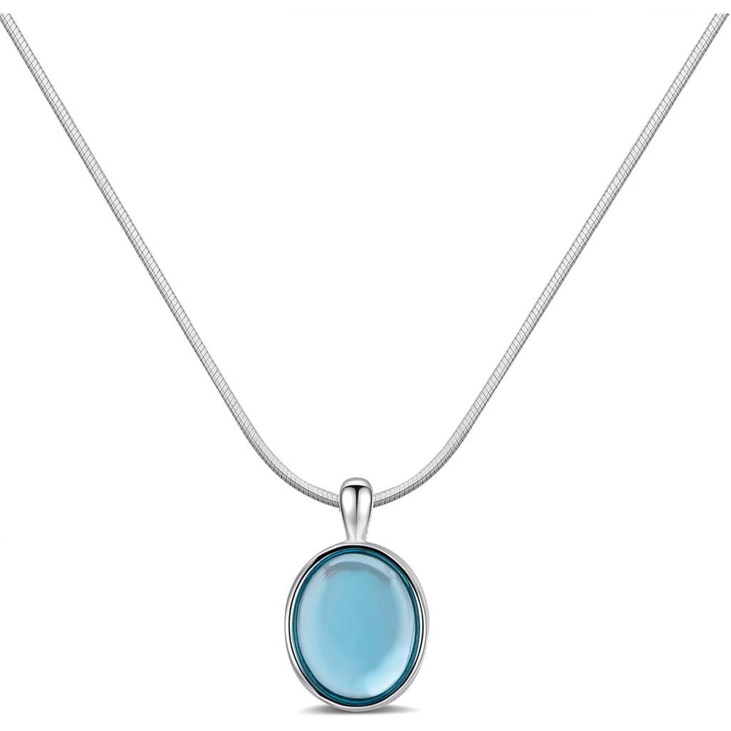 Colar de Prata Esterlina 925 com Água-Marinha, Pingente Oval Azul, Colar com Pedra do Mês de Março para Mulheres, Joia d