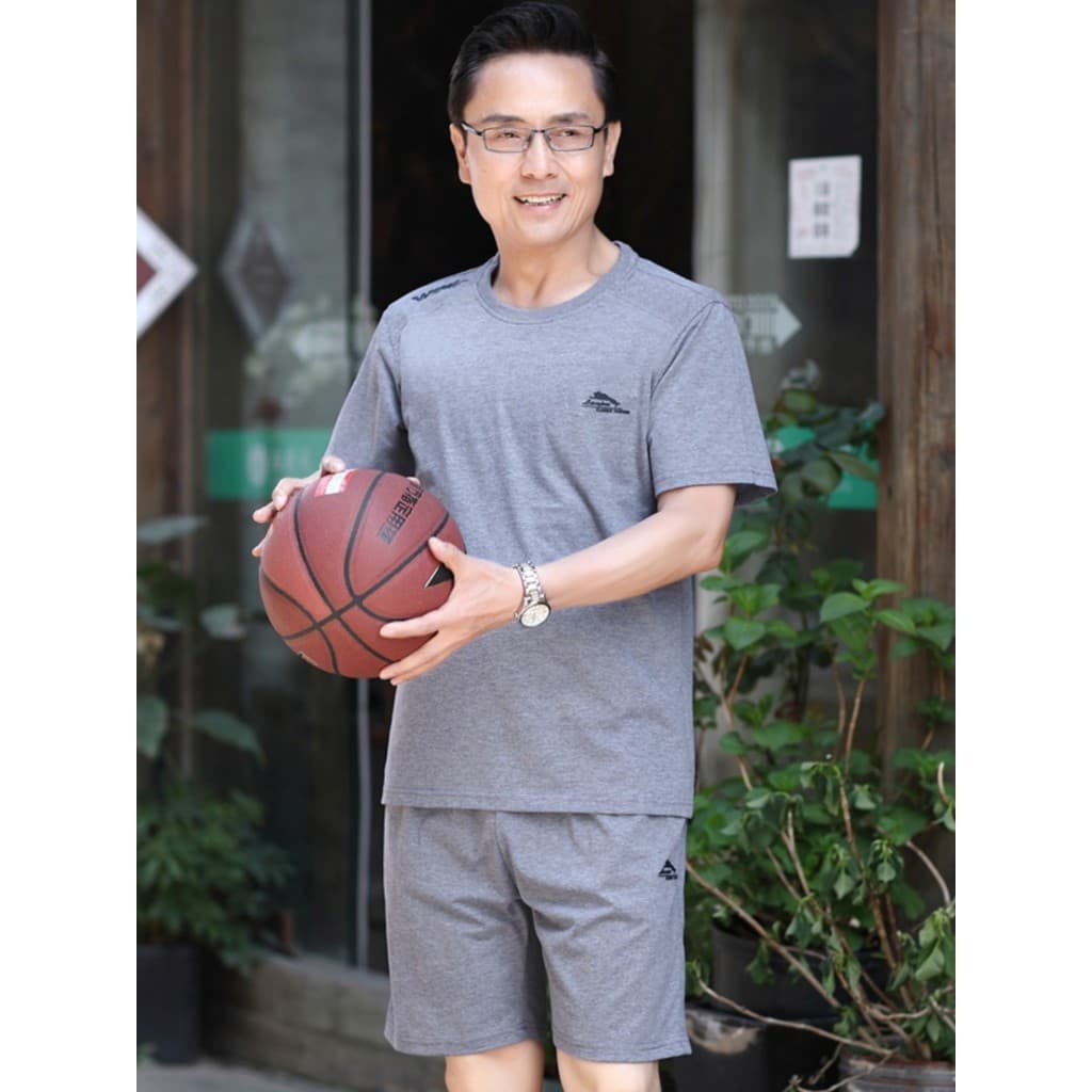 Pai Shorts de manga curta verão algodão roupas esportivas de meia-idade idosos Casual terno esportivo de meia-idade tern