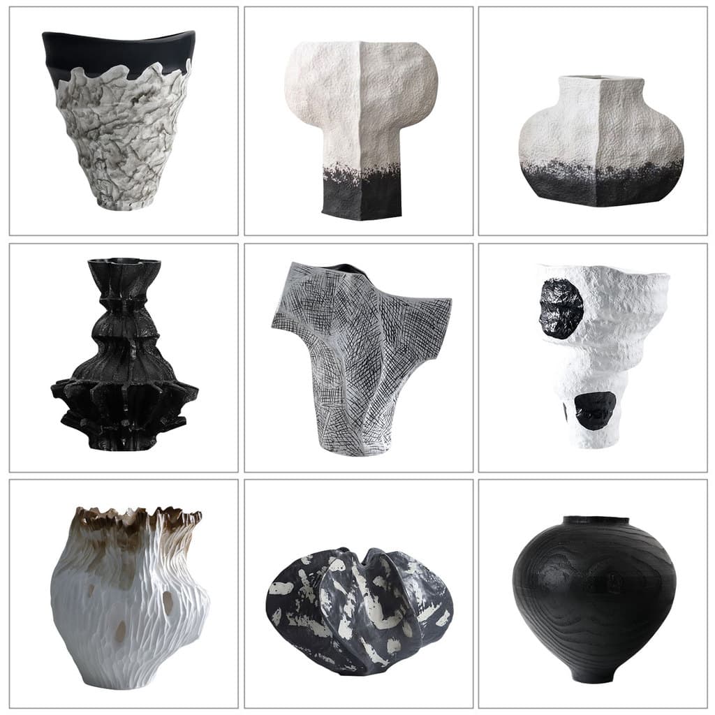 Estilo silencioso preto branco Zen vaso em forma especial modelo sala de estar sala de chá Hotel Lobby arte grande vaso