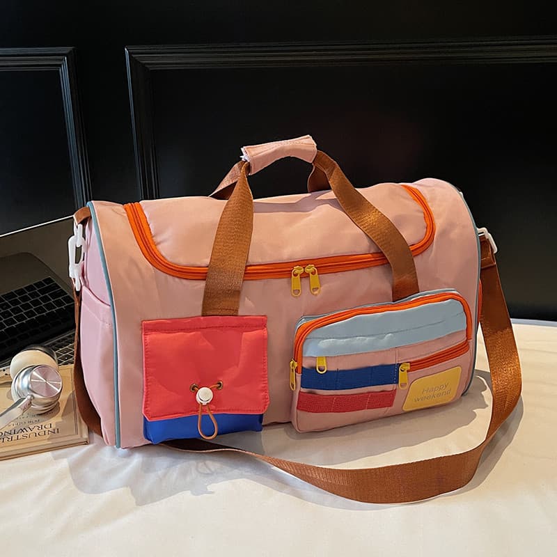 Moda contraste cor dopamina saco de viagem feminino grande capacidade All-Match bolsa mensageiro saco de ginásio