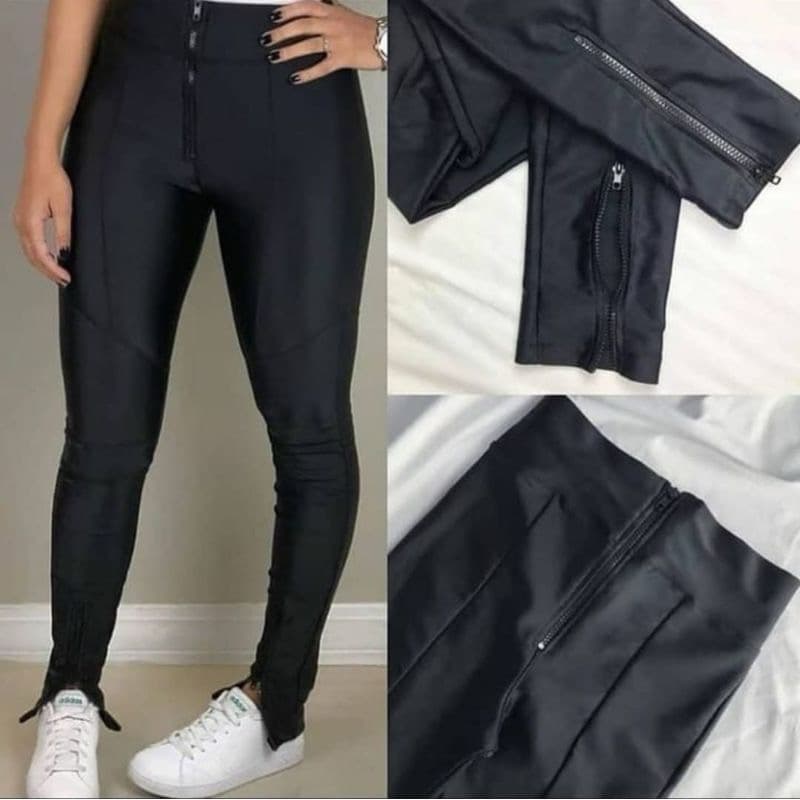 Calça Legging tecido Suplex Power montaria 3 ziperTratorado Premium Cos Bolso Traseiro ziper na barra e Ziper no Cos