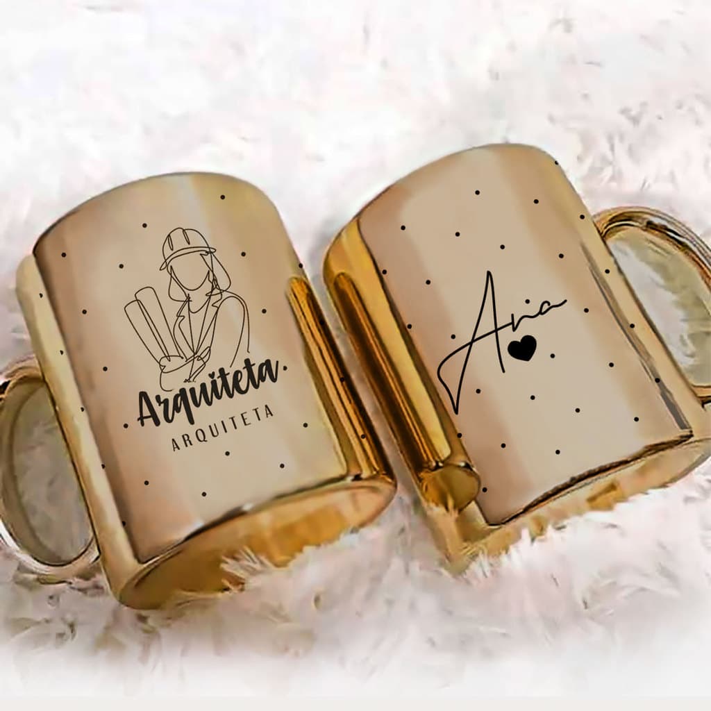 Caneca Arquitetura Metalizada | Caneca Profissão; Arquiteto/Arquiteta - Personalizada; Com Nome