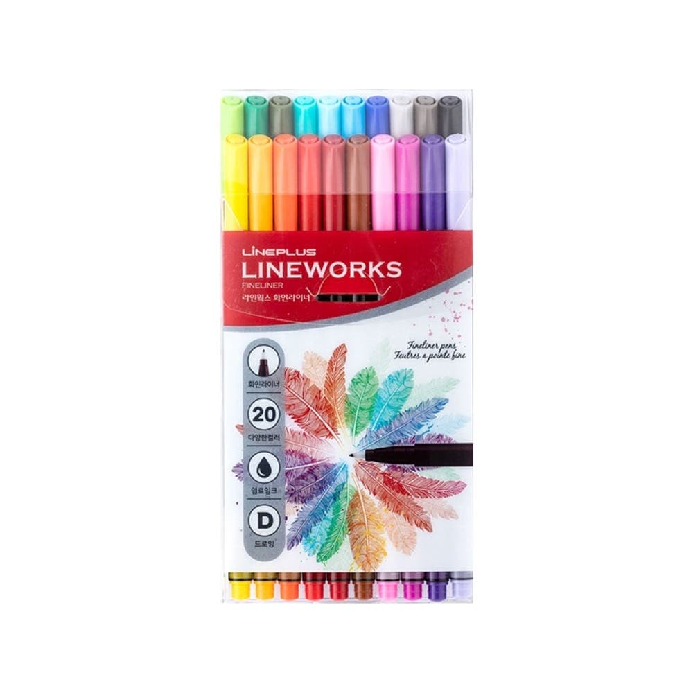 LiNEPLUS Lineworks Fineliner Plus Pen 20-Color Set