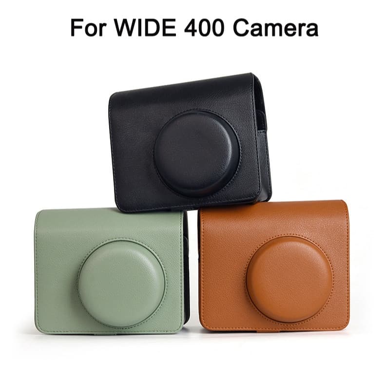 Case Instax Wide 400 2 Estilos Bolsa Couro PU ou Capa Cristal Transparente