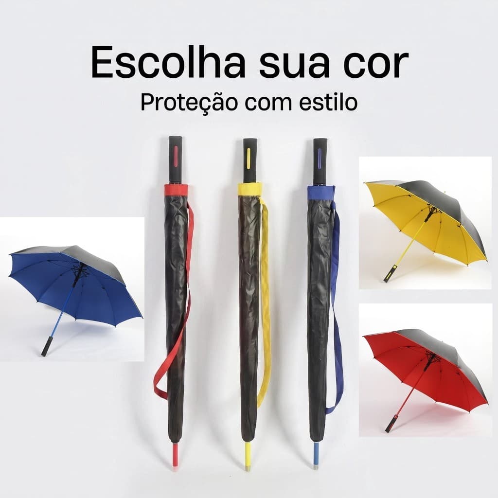 Guarda Chuva Automático 8 Hastes Reforçadas, Resistente ao Vento e Proteção Solar Blackout