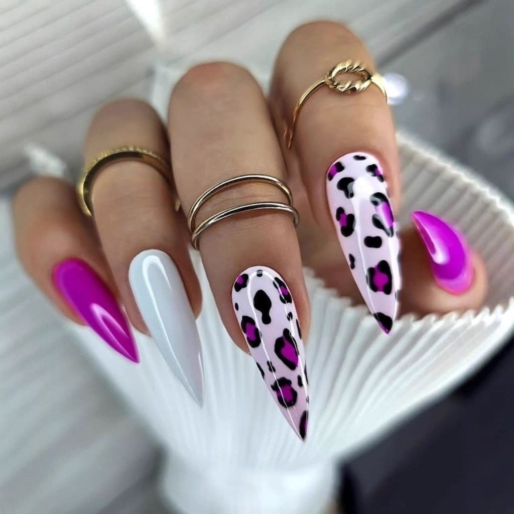 Unha longa vestível com estampa de leopardo, unha falsa, peça de Manicure para unhas falsas