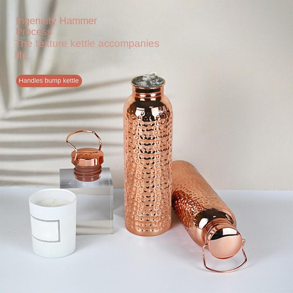 Garrafa De Água De Cobre Puro 800ml De Aço Inoxidável Portátil Isolado Drinkware Navio Para kouzxbr