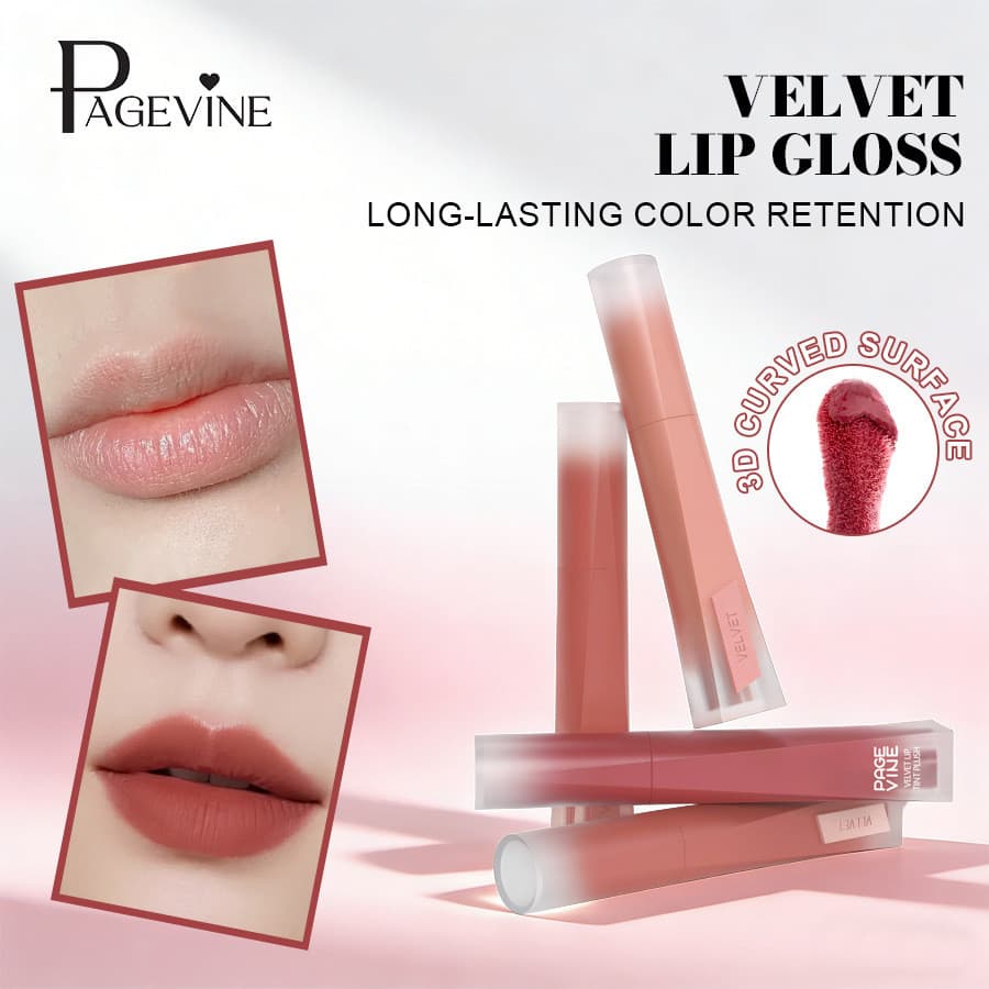 Venda quente PÁGINA VINE Silício Elástico Corpo Fosco Falso Liso Rosto Clareador Nu Lip Glaze Blush 2 em 1 Transfronteir