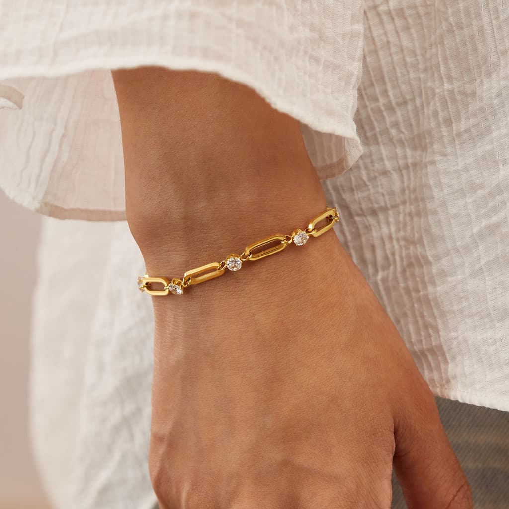 Europeu americano novo estilo de aço inoxidável pulseira geométrica senhoras jóias titânio aço nicho Design High-End zir
