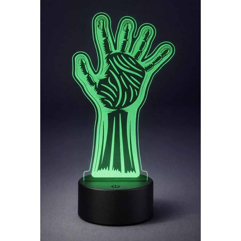 Luminária 3d Mão De Zumbi Abajur Led Gamer Horror Gamer Geek