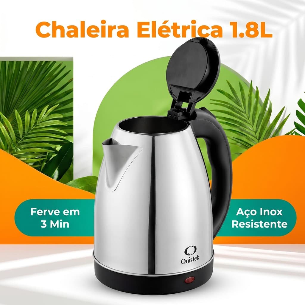 Chaleira Jarra Elétrica Aikino 1,8l 110v/220v Cor Prata