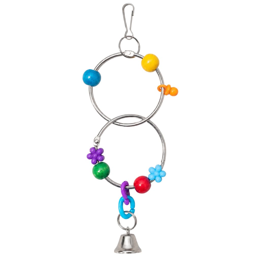 Brinquedo para Aves Argola Tripla com Sino e Miçangas Balanço para Calopsita