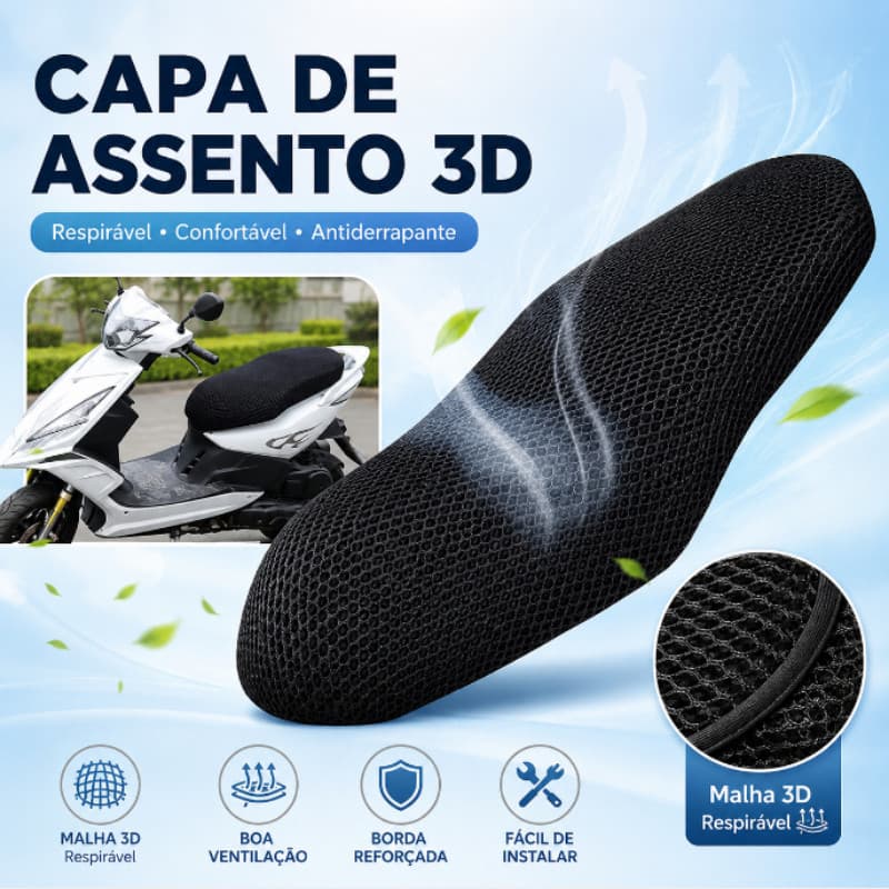 Capa De Assento Térmica Respirável Confortável Antiderrapante Para Motocicleta Respirável E À Prova D'água