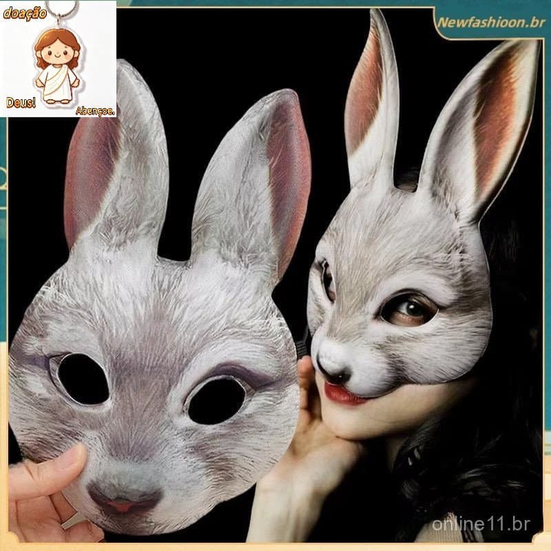 3D Coelho Meia Máscara Engraçado Animal Festa Cosplay Desempenho Adereços Para Mulheres Homens Facial Halloween Páscoa