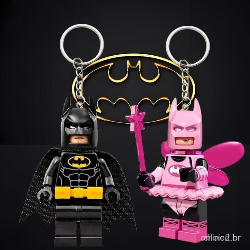 Compatível com Chaveiro LEGO Batman, Capa Preta, Pingente de Casal de Fadas Rosa, Acessórios, Bolsa Pendurada - Preço ma