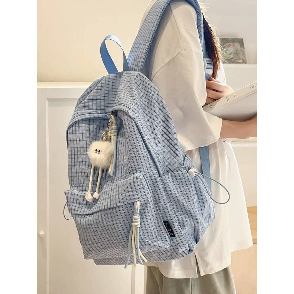 Mochila escolar júnior meninas do ensino médio 2025 novo estilo mochila nicho de alto valor estilo ins mochila xadrez le