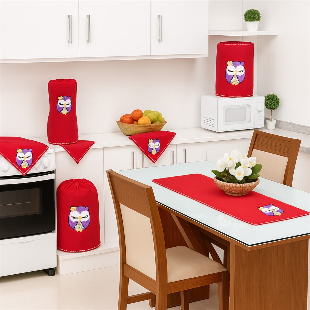Kit Jogo de Cozinha Doce Lar 7 Peças 100% OXFORD
