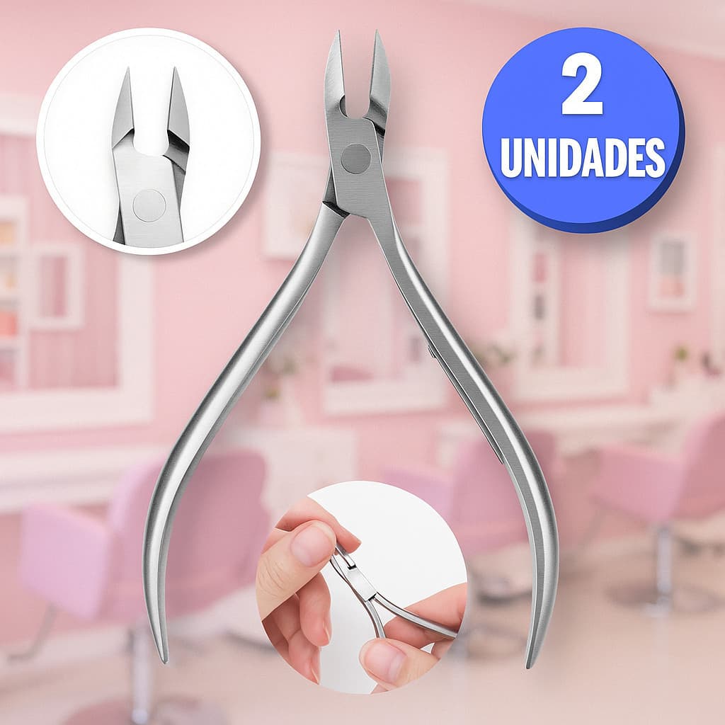 Kit 2 Alicates de Unha Aço Inox Profissional Cortador Cuticula