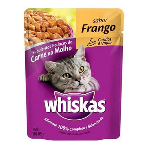 Ração Úmida Whiskas Sachê para Gatos Adultos sabor Frango ao Molho 85g