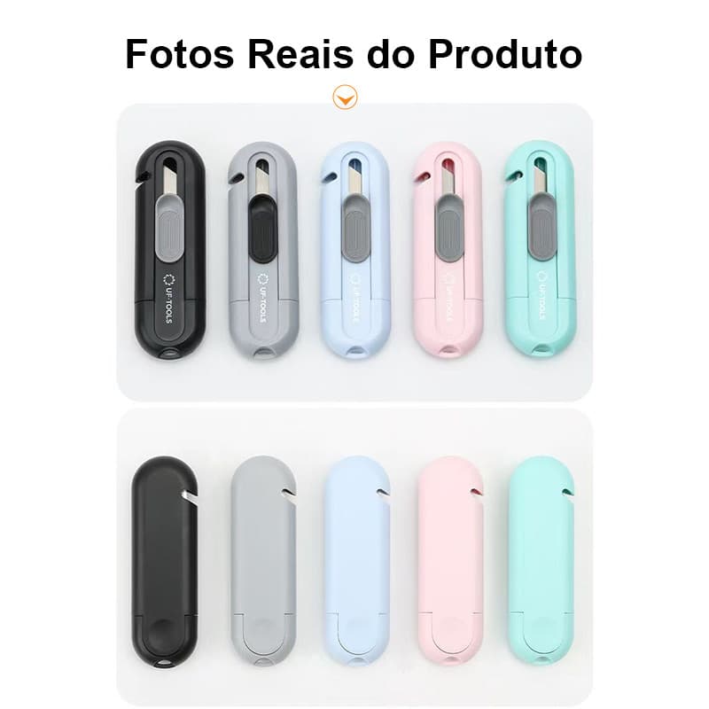 Estilete Retrátil para Caixas-Cortador de Papel e Cartão, Lâmina Afiada, Ideal paraAbrirEncomendas, Pacotes e Artesanato