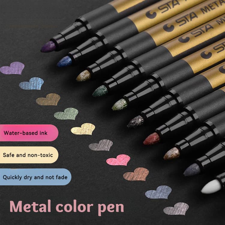 STA 8151 Marcador de Metal Caneta de coloração perolada de ponta macia