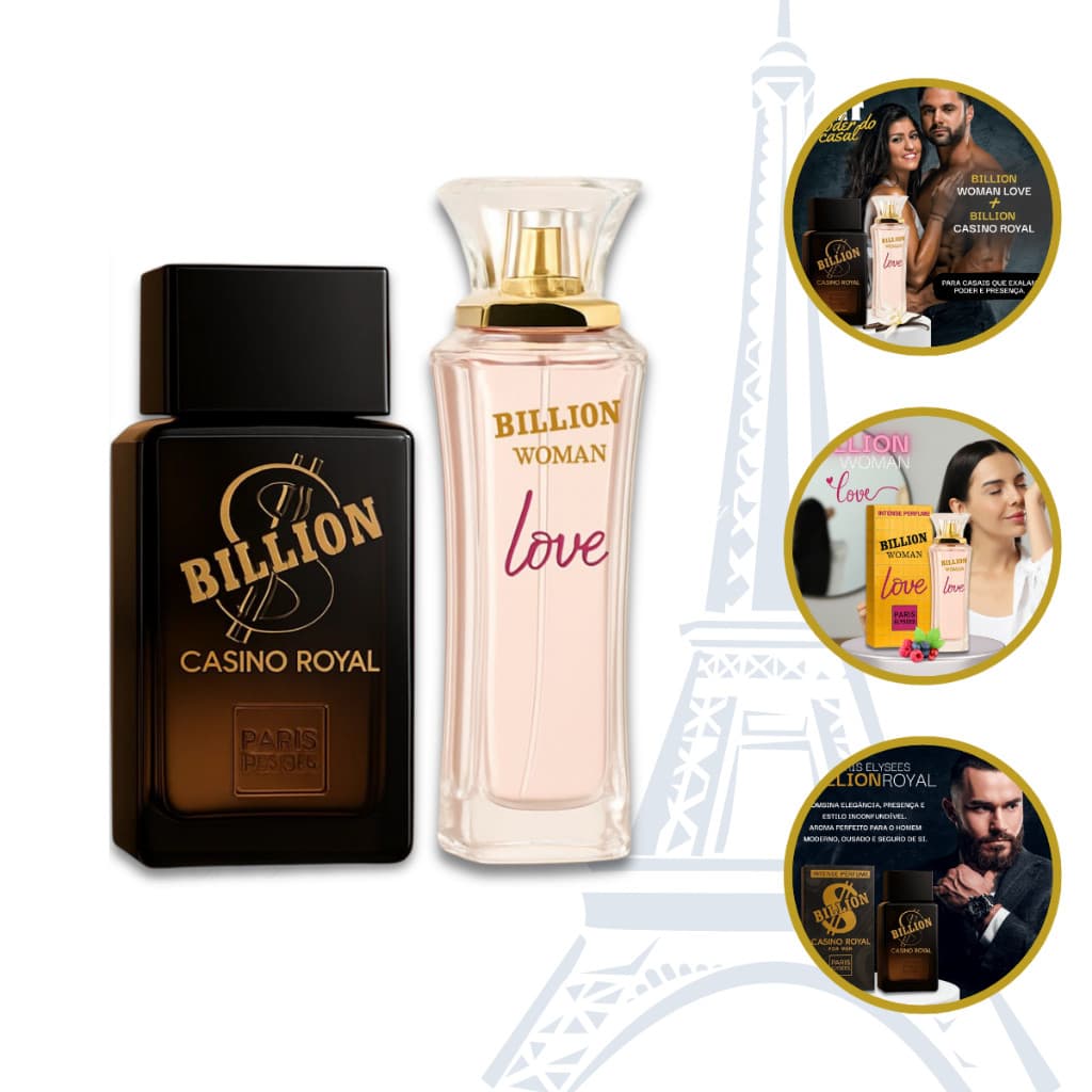 Kit Perfume Paris Elysees Billion Woman Love + Casino Royal – Poder do Casal