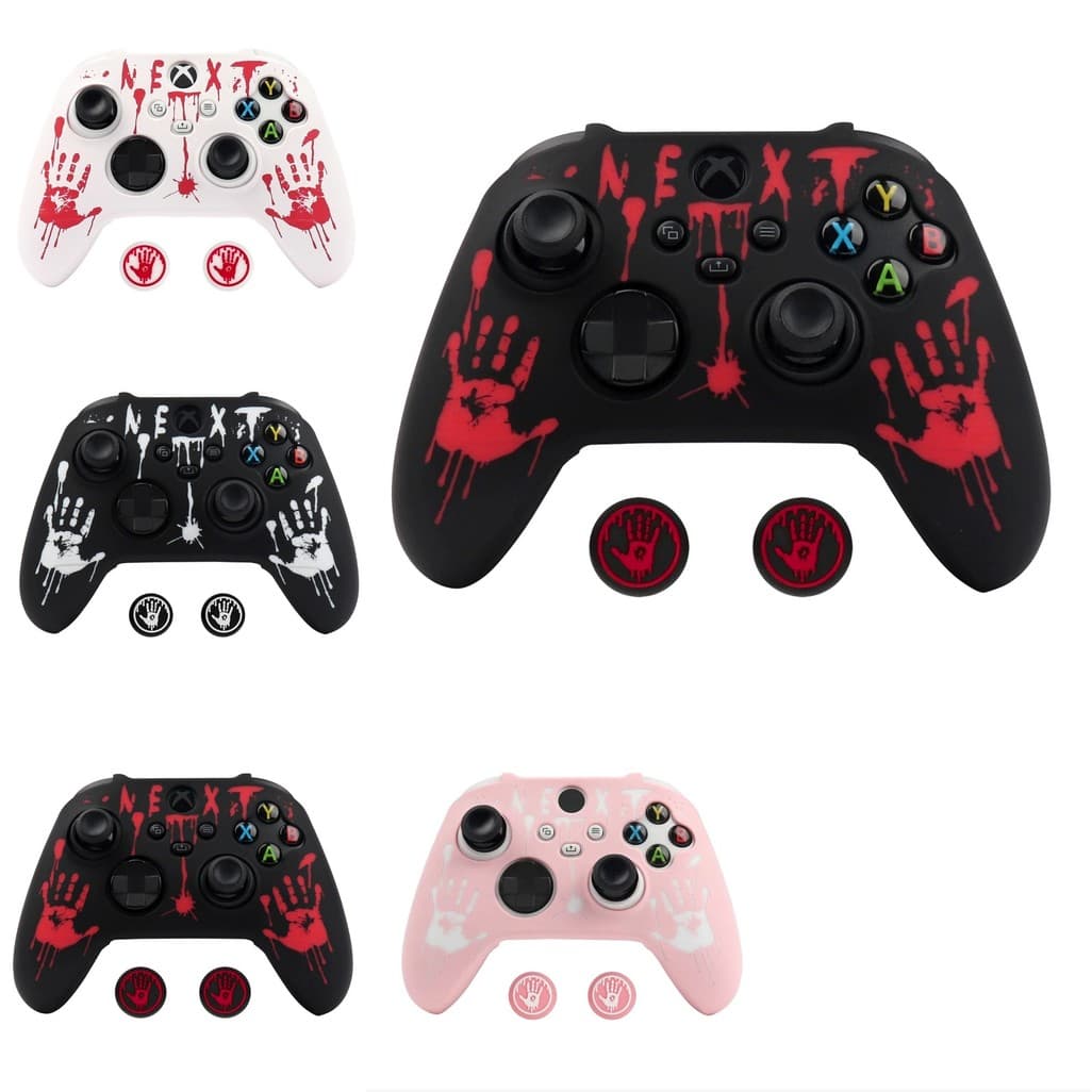 Capa Protetora Silicone Mão Sangrando Para Controle Xbox Serie S e X + 2 Grip