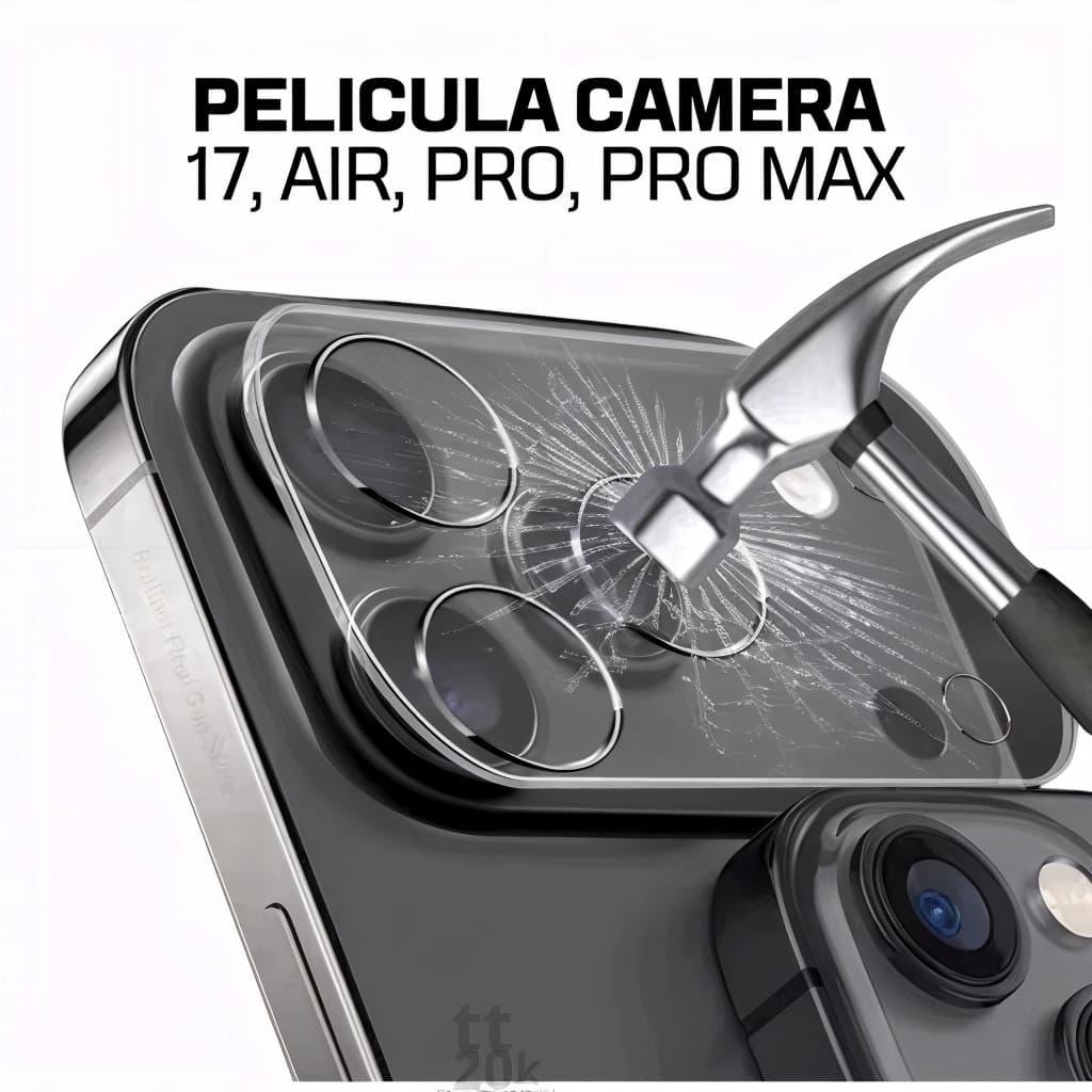 Pelicula Proteção Camera Iphone 17 Toda Linha Vidro Temperado 9h Maxima Durabilidade