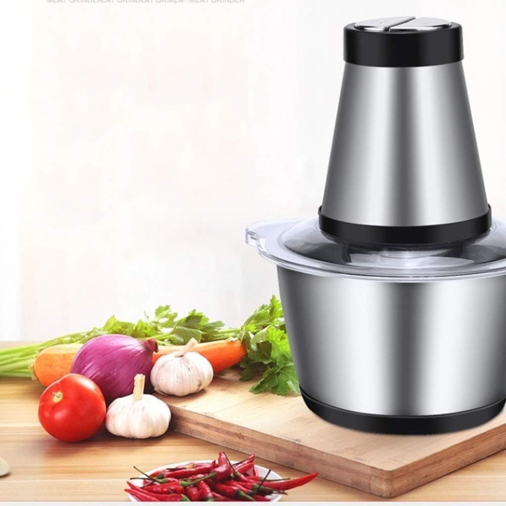 Moedor de carne 110V com função de corte e mistura, misturador elétrico de grande capacidade de 2L