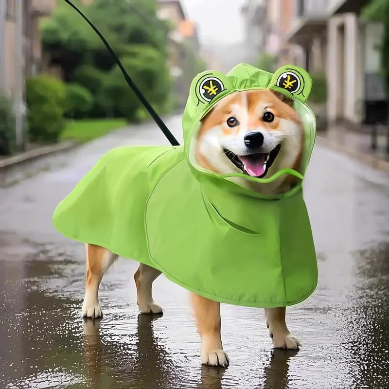 Capa de chuva decorativa de sapo fofa adequada para cães de pequeno e médio porte