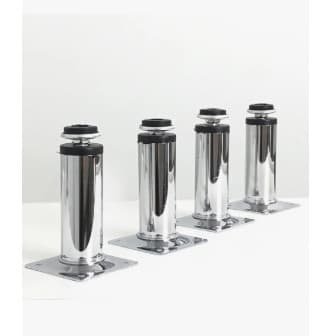 Kit 4 Pés Redondos Reguláveis 10 cm Cromados Aço Reforçado com Nivelador para Armários