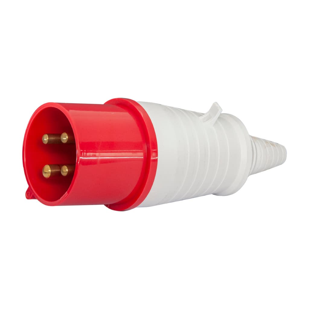 Plug Industrial 3P+T+Neutro 380/415V Vermelho  - 16A Tomada Plugue Macho
