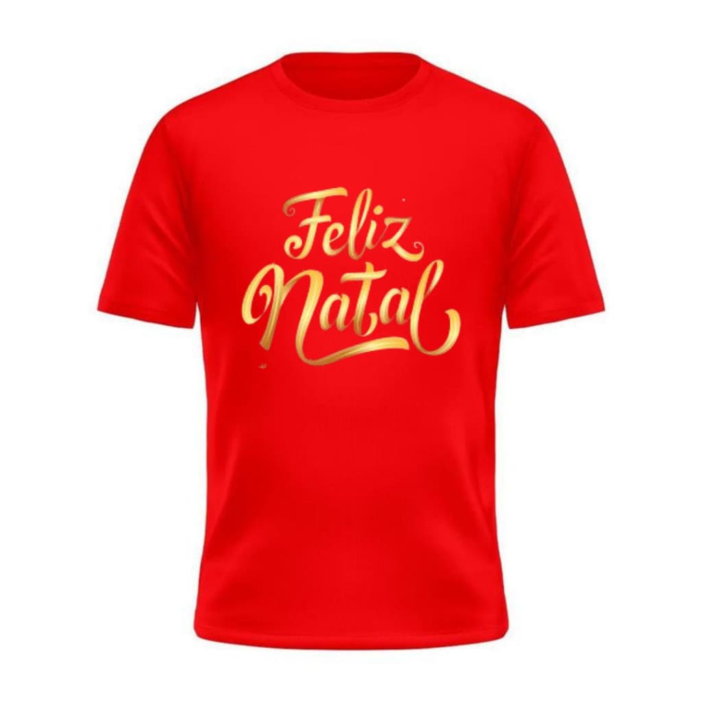 Camiseta Algodão Vermelha Feliz Natal