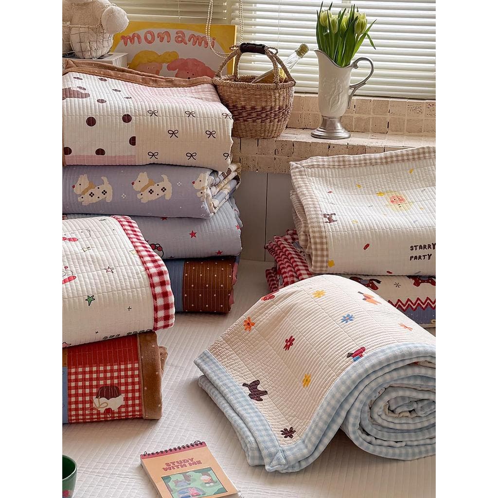 Capa de cama estampada de algodão lavado conjunto de três peças engrossado quatro estações Universal leite veludo dupla