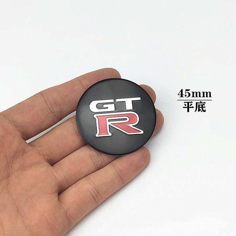 Adequado para modificação de calotas de roda de carro, logotipo de volante de 56mm com base plana, logotipo GTR de 45mm,