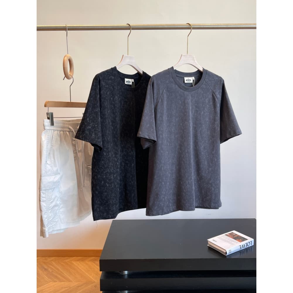 T na moda Designer linha neve padrão tintura fixa lavado Solona estiramento primavera verão moda masculina Casual camise