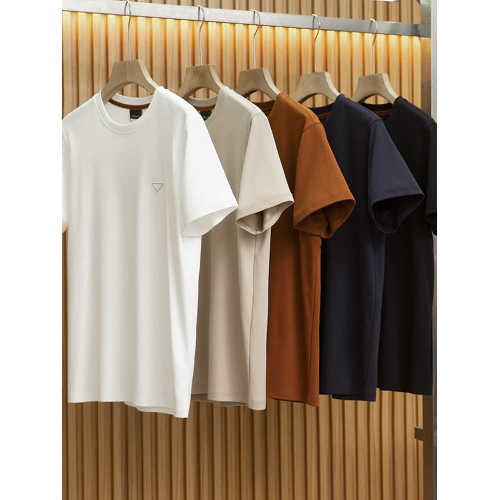 Série de luxo Palace Light!80S Amônia Líquida SUPIMA Algodão Masculino Verão Cool Feel Cor Sólida Gola Redonda Casual Ma