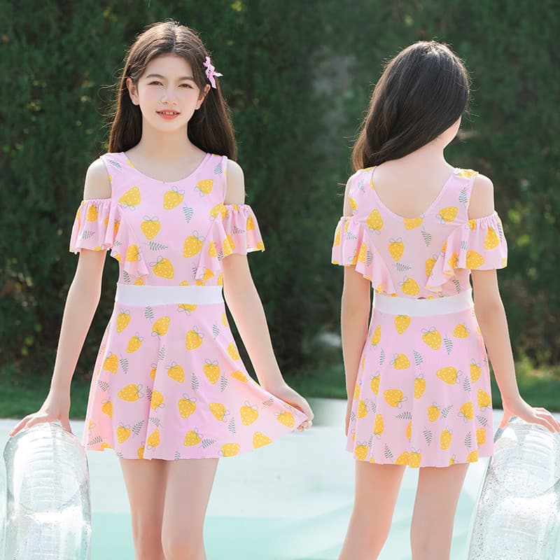Crianças maiô novo estilo meninas médio grande crianças meninas vestido de princesa de uma peça meninas protetor solar d