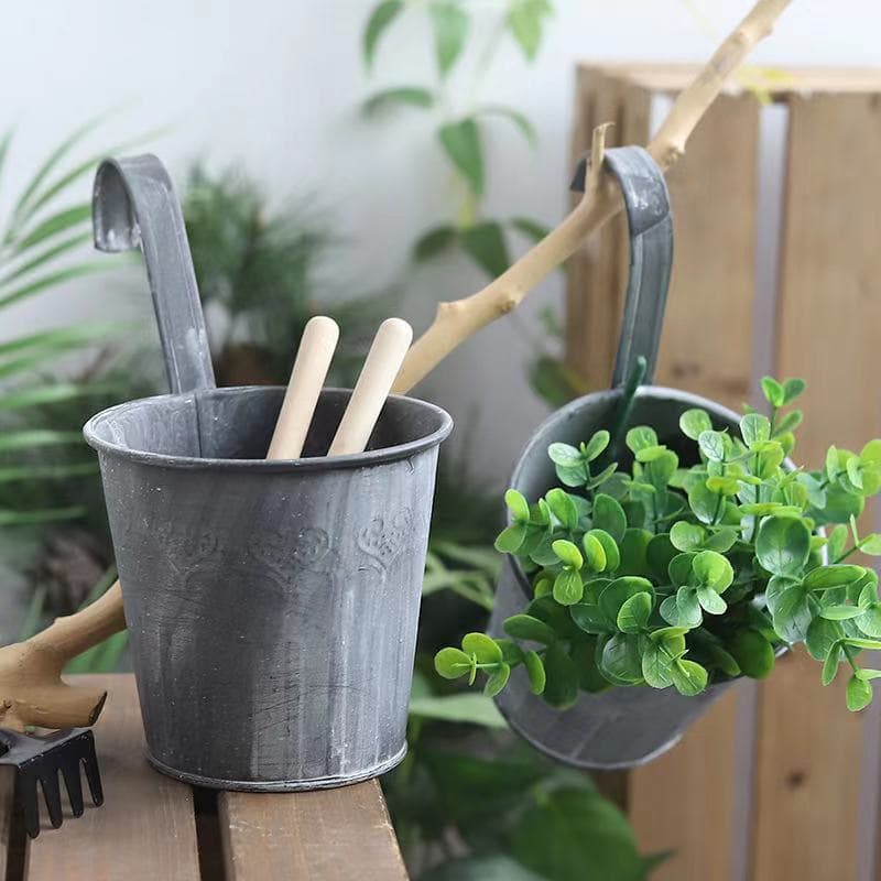 Retro angustiado gancho balde ornamentos planta vaso de plantas suculentas vaso de flores jardinagem pendurado pote pare