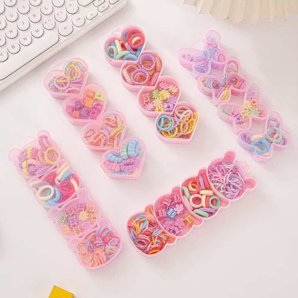 Kit Conjunto de Elásticos de Cabelo Presilha de Cabelo Pequena para Crianças | Cores Pastéis e Acessórios Fofos