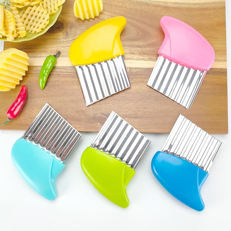 Cortador de batatas em aço inoxidável, cortador de batatas fritas, faca ondulada, utensílios de cozinha, faca corrugada