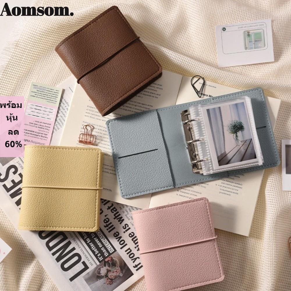 AOMSOM Mini Álbum De Fotos , Couro Sintético , 25 Páginas , De Bolso , Coleção De Cartões De Exibição Transparentes , Fi