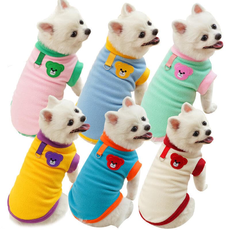 Novo Colete de Lã para Cães XS-4XL, Jaqueta de Inverno para Cães, Roupas para Filhotes com Estampa de Urso, Pulôveres Qu
