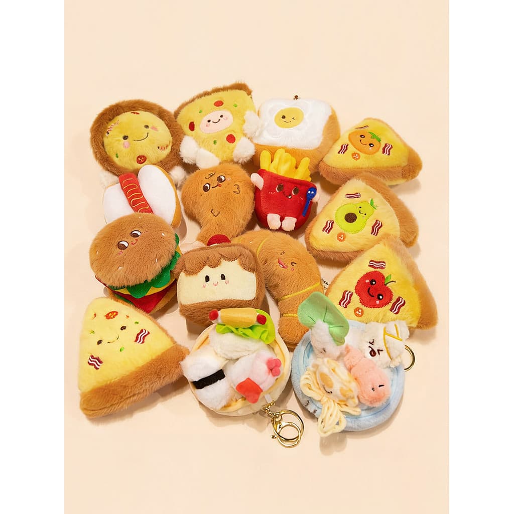 Criativo imitação de comida lanches boneca de pelúcia saco pingente namoradas chaveiro feminino único mochila ornamentos