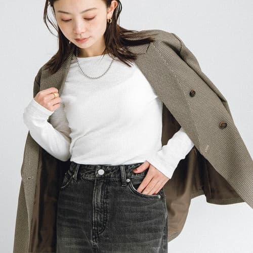 Exportado para o japão primavera novo estilo senhoras algodão em torno do pescoço manga longa camiseta camisa de fundo c
